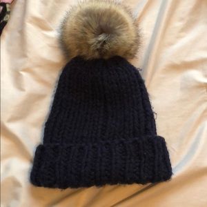 Knitted Fuzzy Ball Hat